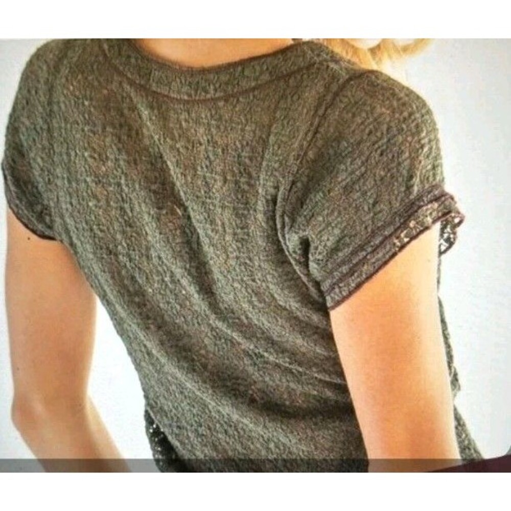 Natural Life Lace Layering Top LG Olive Green Floral Sheer Whimisigoth - Picture 6 of 11